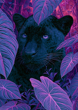 Black Panther in Purple Jungle