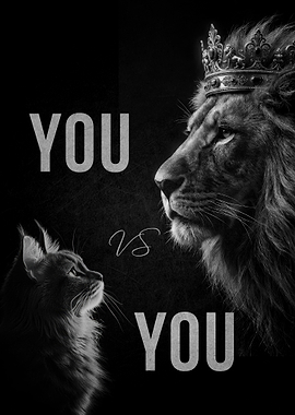 Lion vs Cat with Text