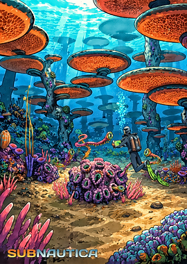 Subnautica Underwater Scene with Diver