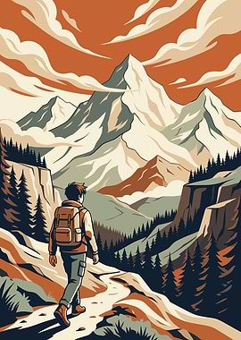 Hiker on a Mountain Trail