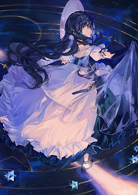 Girl in White Dress Under the Stars
