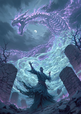 Necromancer Summons Skeletal Dragon