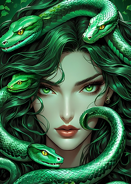 Medusa with Green Snakes
