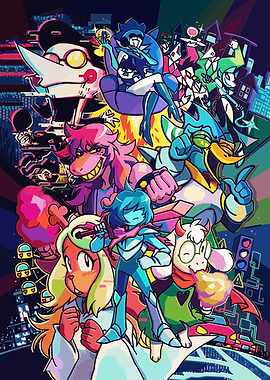Deltarune Characters in a Vibrant Cityscape