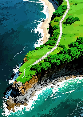 Coastal Cliffside Path with Ocean Views