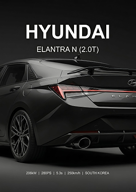 close up Hyundai Elantra N 2.0T seek black poster