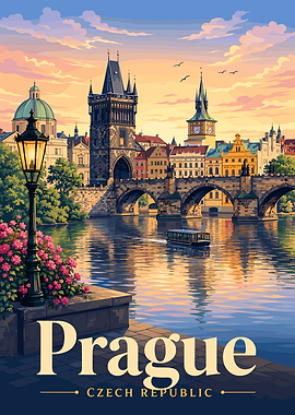 Prague Cityscape with Charles Bridge