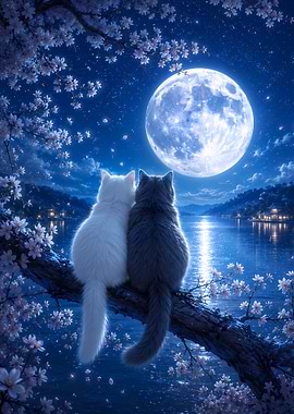 Cats under the Full Moon