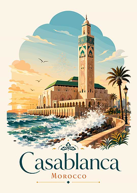 Casablanca Morocco Travel Poster