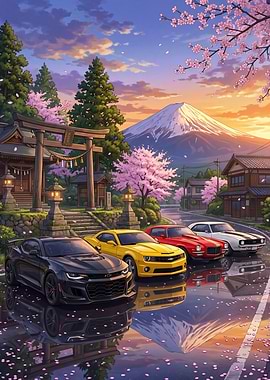Japanese Scenery with Camaro Car
