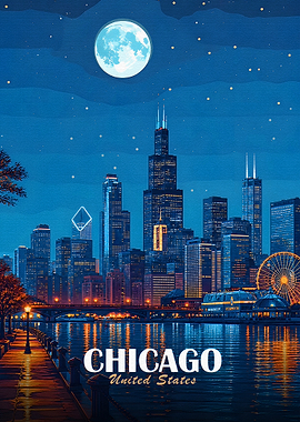 Chicago Skyline at Night