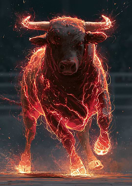 Fiery Bull Charging