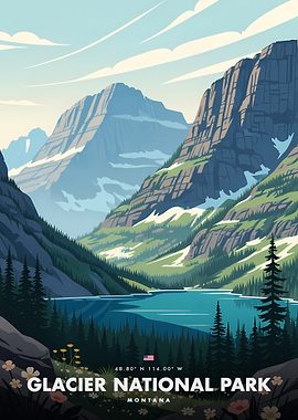 Glacier National Park Vintage Poster