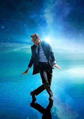 Man in Suit Dancing in Space