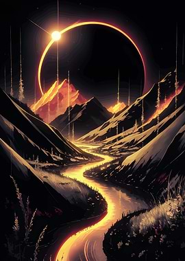 Solar Eclipse Over Mountain Valley