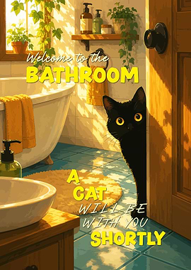 Black Cat in Bathroom