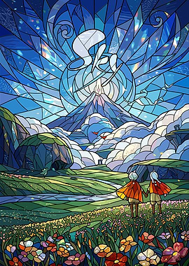Sky Children Stained Glass Landscape