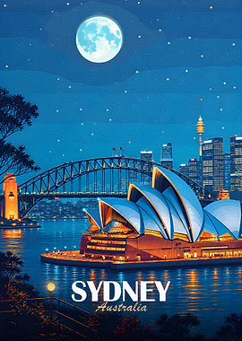 Sydney Opera House and Harbour Bridge at Night