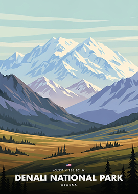 Denali National Park Vintage Poster