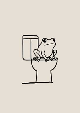 Frog on a Toilet bathroom poop funny