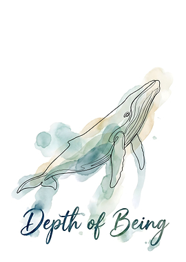 Depth Of Being - Minimalist Watercolor Whale Line Art Metal Poster