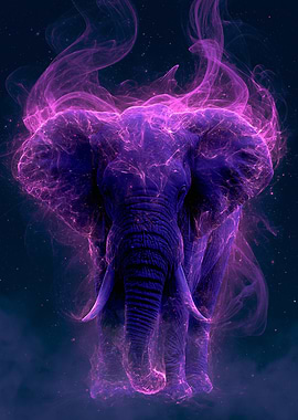 Mystical Elephant in Cosmic Nebula