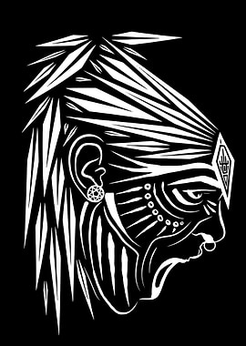 Tribal Warrior Profile Illustration