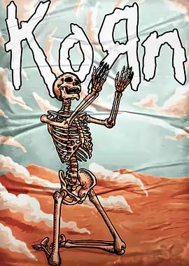 Skeleton Reaching for Korn Text