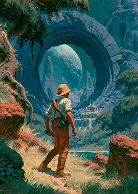 Explorer in Alien Landscape