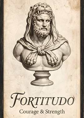 Fortitudo Courage And Strength - Vintage Hercules Bust Classical Stoic Metal Poster