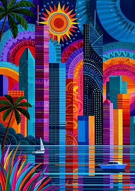 Australian Cityscape with Tropical Elements