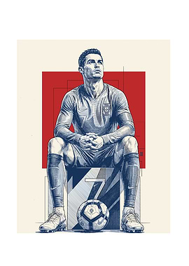 Cristiano Ronaldo Sitting with Soccer Ball