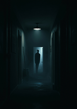 Silhouette in a dark hallway