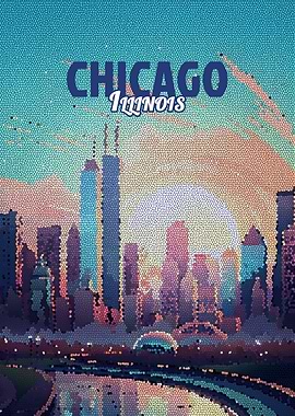 Chicago Illinois Skyline Mosaic poster