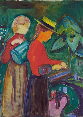 Two Women Watering Plants