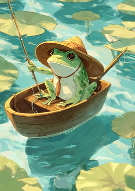 Frog Fishing in a Boat