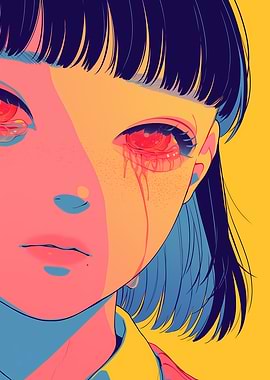 Anime Girl with Red Eyes