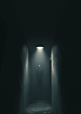 Mysterious Figure in a Dark Hallway