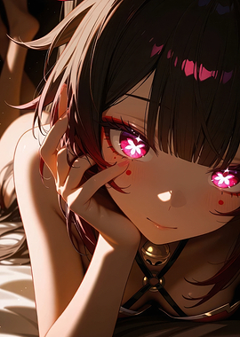 Anime Girl with Pink Eyes