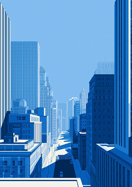Monochromatic City Street View