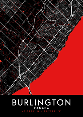 Burlington Dark Map