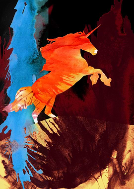 Watercolor Unicorn Rearing Up