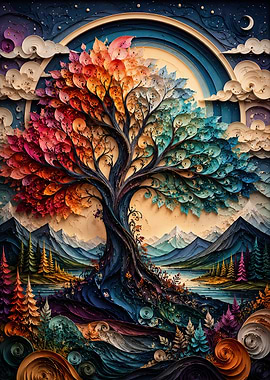 Tree of Seasons with Cosmic Background