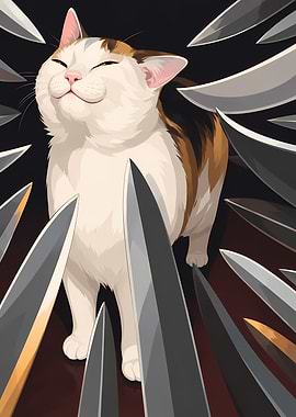 Cat Surrounded by Knives