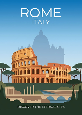 Rome Italy Travel Poster