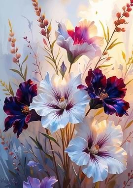 Watercolor Hibiscus Floral Arrangement