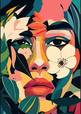 Abstract Floral Portrait of a Woman