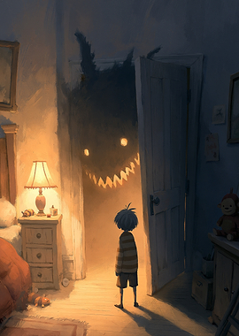 Child Confronts Shadow Monster