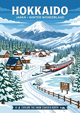 Hokkaido Winter Wonderland Travel Poster