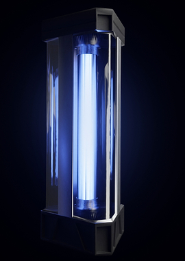 Sci-fi glowing blue energy module